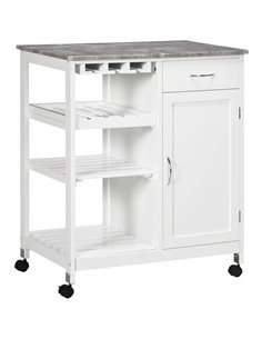 HOMCOM Compact Kitchen Trolley Utility Cart on Wheels, White 801-231