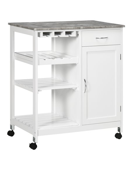 HOMCOM Compact Kitchen Trolley Utility Cart on Wheels, White 801-231 - pic 43716 | FastDaddyshop
