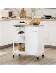 HOMCOM Compact Kitchen Trolley Utility Cart on Wheels, White 801-231 2