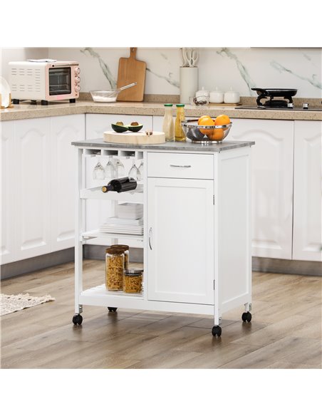 HOMCOM Compact Kitchen Trolley Utility Cart on Wheels, White 801-231 - pic 43717 | FastDaddyshop