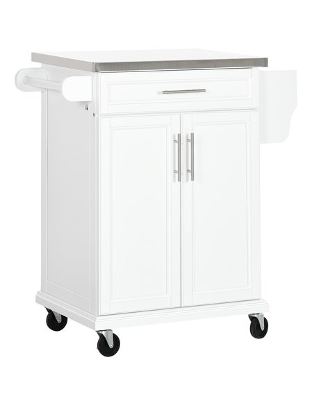 HOMCOM White Wooden Freestanding Kitchen Island on Wheels, White 801-055V01WT - pic 43725 | FastDaddyshop