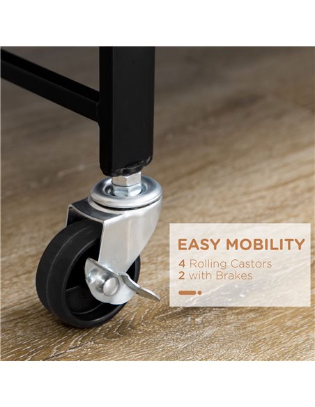 HOMCOM 3-Tier Storage Trolley Cart, Foldable Rolling Cart for Kitchen, Living Room and Bathroom, 68 x 34.5 x 85.5 cm, Black 850- - pic 43739 | FastDaddyshop