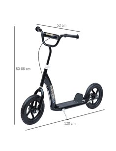 HOMCOM Teen Push Scooter Kids Children Stunt Scooter Bike Bicycle Ride On 12" EVA Tyres, Black 2