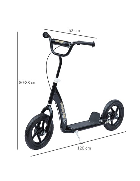 HOMCOM Teen Push Scooter Kids Children Stunt Scooter Bike Bicycle Ride On 12" EVA Tyres, Black - pic 4374 | FastDaddyshop