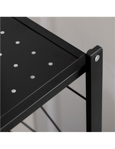 HOMCOM 3-Tier Storage Trolley Cart, Foldable Rolling Cart for Kitchen, Living Room and Bathroom, 68 x 34.5 x 85.5 cm, Black 850-