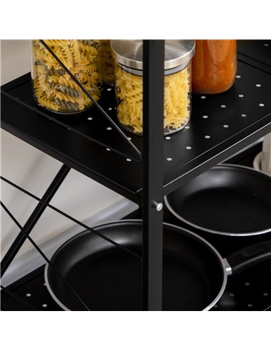 HOMCOM 3-Tier Storage Trolley Cart, Foldable Rolling Cart for Kitchen, Living Room and Bathroom, 68 x 34.5 x 85.5 cm, Black 850-