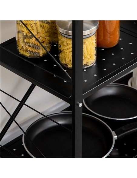 HOMCOM 3-Tier Storage Trolley Cart, Foldable Rolling Cart for Kitchen, Living Room and Bathroom, 68 x 34.5 x 85.5 cm, Black 850- - pic 43741 | FastDaddyshop