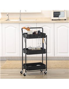 HOMCOM 3 Tier Storage Trolley Cart, Foldable Rolling Utility Cart, Black 850-161BK 2