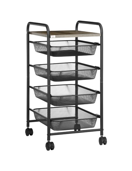 HOMCOM Storage Trolley on Wheels, Rolling Utility Serving Cart, Black 850-257V00BK - pic 43752 | FastDaddyshop