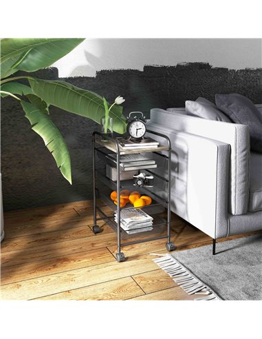 HOMCOM Storage Trolley on Wheels, Rolling Utility Serving Cart, Black 850-257V00BK