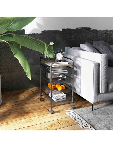 HOMCOM Storage Trolley on Wheels, Rolling Utility Serving Cart, Black 850-257V00BK - pic 43753 | FastDaddyshop