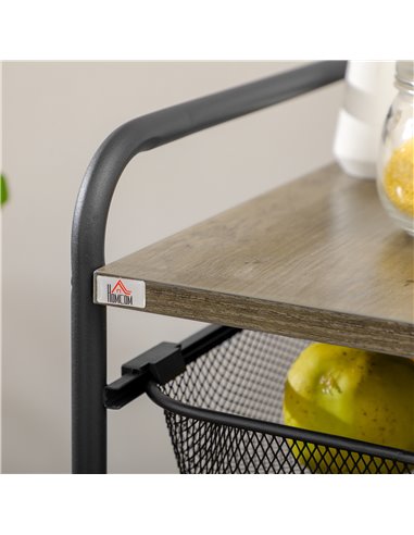 HOMCOM Storage Trolley on Wheels, Rolling Utility Serving Cart with 4 Mesh Trays for Living Room, Kitchen, Black 850-257V00BK
