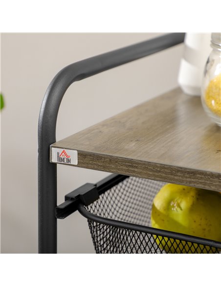HOMCOM Storage Trolley on Wheels, Rolling Utility Serving Cart with 4 Mesh Trays for Living Room, Kitchen, Black 850-257V00BK - pic 43759 | FastDaddyshop