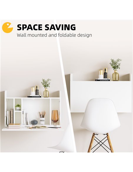 HOMCOM Wall Mounted Table, Drop Leaf Floating Laptop Desk, White 836-531 - pic 43783 | FastDaddyshop