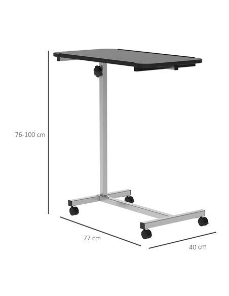 HOMCOM Portable Overbed Table, Laptop Desk, Black 831-110BK - pic 43791 | FastDaddyshop