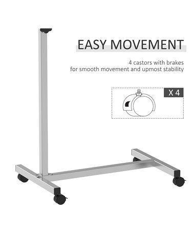 HOMCOM Portable Overbed/Chair Table Sofa Side Notebook Laptop Desk PC Stand Height Adjustable w/ Lockable 4 Castors & Wooden Top