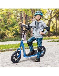 HOMCOM Teen Push Scooter Kids Children Stunt Scooter Bike Bicycle Ride On 12" EVA Tyres, Blue