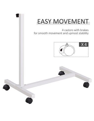 HOMCOM Portable Overbed/Chair Table Sofa Side Notebook Laptop Desk PC Stand Height Adjustable w/ Lockable 4 Castors & Wooden Top