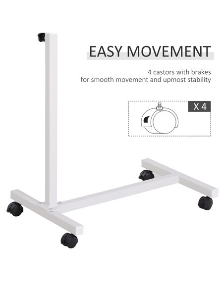HOMCOM Portable Overbed/Chair Table Sofa Side Notebook Laptop Desk PC Stand Height Adjustable w/ Lockable 4 Castors & Wooden Top - pic 43812 | FastDaddyshop