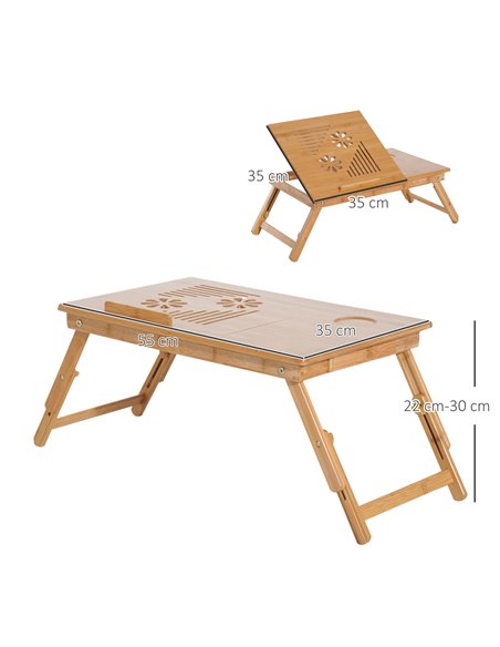 HOMCOM Foldable Bamboo Laptop Desk, Natural Bamboo 923-002 - pic 43818 | FastDaddyshop