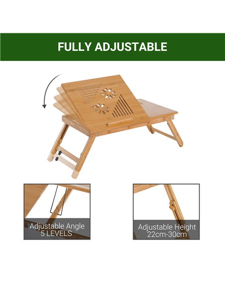 HOMCOM Foldable Bamboo Laptop Desk, Natural Bamboo 923-002 - pic 43819 | FastDaddyshop