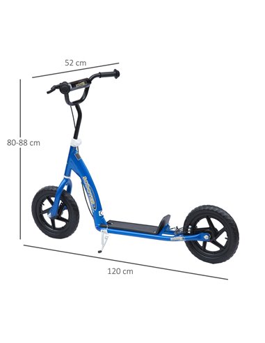 HOMCOM Teen Push Scooter Kids Children Stunt Scooter Bike Bicycle Ride On 12" EVA Tyres, Blue