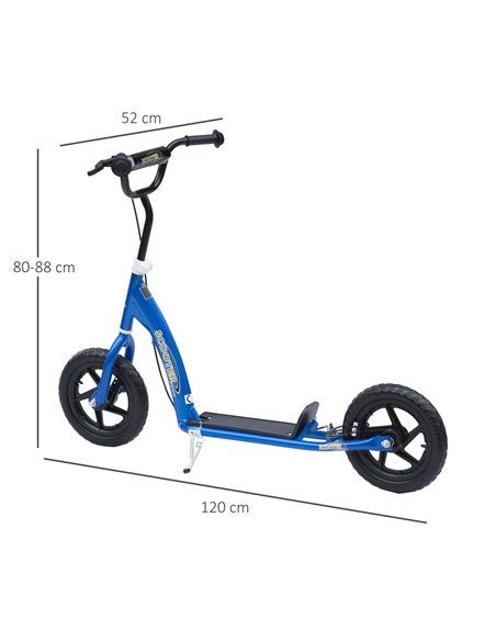 HOMCOM Teen Push Scooter Kids Children Stunt Scooter Bike Bicycle Ride On 12" EVA Tyres, Blue - pic 4382 | FastDaddyshop