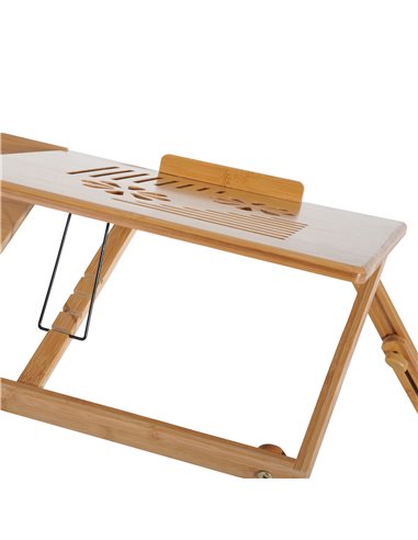HOMCOM Foldable Laptop Desk Portable Bamboo Laptop Desk with Drawer 923-002