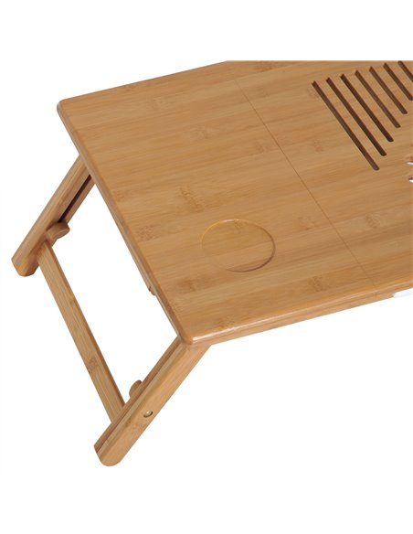 HOMCOM Foldable Laptop Desk Portable Bamboo Laptop Desk with Drawer 923-002 - pic 43824 | FastDaddyshop