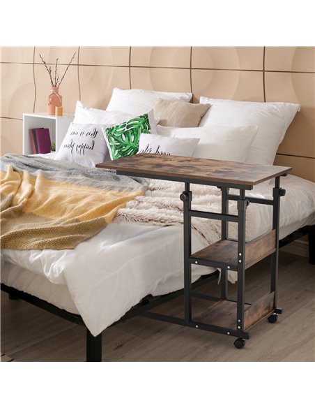 HOMCOM C-Shaped Side Table, Rolling End Desk, Rustic brown 833-800 - pic 43826 | FastDaddyshop