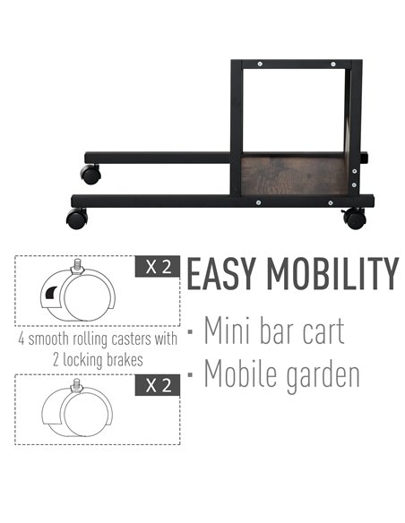 HOMCOM C-Shaped Side Table Industrial Mobile Rolling End Desk with 3-Tier Storage Shelving, Adjustable Height, Wheels 833-800 - pic 43833 | FastDaddyshop