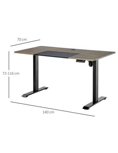 Vinsetto Height Adjustable Electric Standing Desk, Teak 920-071V70