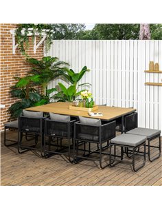 Outsunny Patio 11 PCs PE Rattan Dining Set, Black 861-066V70BK 2