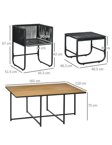 Outsunny Patio 11 PCs PE Rattan Dining Set, Black 861-066V70BK