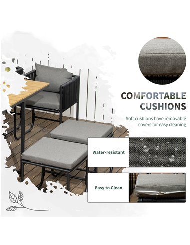 Outsunny Patio 11 PCs PE Rattan Dining Set, Garden Round Wicker 10-seater Table & Chair Sets, with Wood Grain Plastic Top, Space