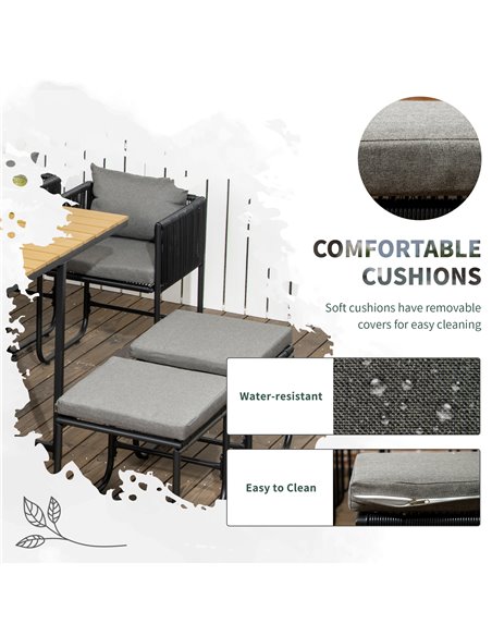 Outsunny Patio 11 PCs PE Rattan Dining Set, Garden Round Wicker 10-seater Table & Chair Sets, with Wood Grain Plastic Top, Space - pic 43847 | FastDaddyshop