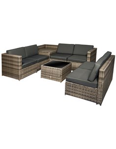 Outsunny 6-Seater Outdoor Rattan Wicker Sofa Set, Mixed Brown 860-072CG