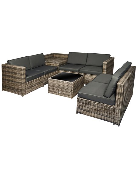 Outsunny 6-Seater Outdoor Rattan Wicker Sofa Set, Mixed Brown 860-072CG - pic 43852 | FastDaddyshop