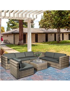 Outsunny 6-Seater Outdoor Rattan Wicker Sofa Set, Mixed Brown 860-072CG 2