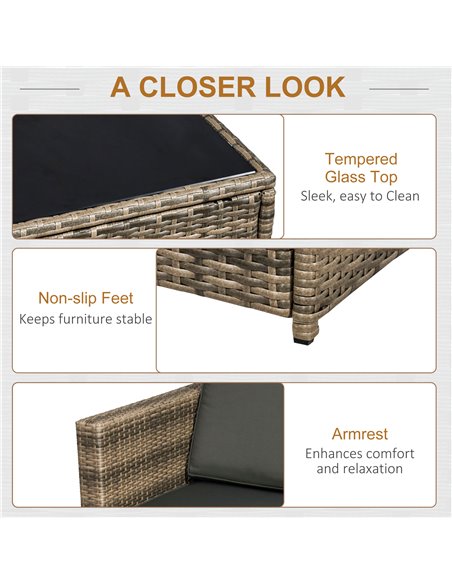 Outsunny 6-Seater Outdoor Rattan Wicker Sofa Set with Hidden Storage Side Table and Cushions, Mixed Brown 860-072CG - pic 43858 | FastDaddyshop