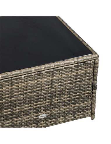 Outsunny 6-Seater Outdoor Rattan Wicker Sofa Set with Hidden Storage Side Table and Cushions, Mixed Brown 860-072CG