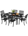 Outsunny 7 Pieces Garden Table and 6 Chairs Set, Black 84G-297V00BK