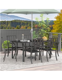 Outsunny 7 Pieces Garden Table and 6 Chairs Set, Black 84G-297V00BK 2