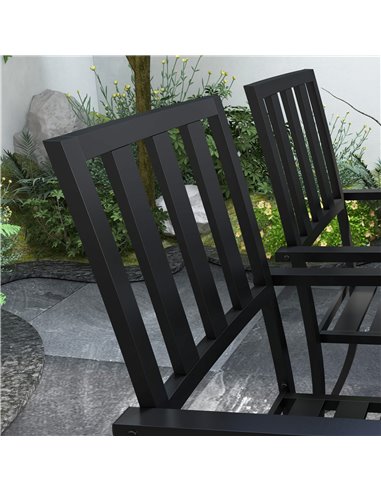 Outsunny 7 Pieces Garden Table and Chairs 6 Seater Outdoor Table and Chairs with Umbrella Hole, for Poolside, Garden, Black 84G-