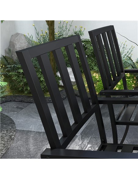 Outsunny 7 Pieces Garden Table and Chairs 6 Seater Outdoor Table and Chairs with Umbrella Hole, for Poolside, Garden, Black 84G- - pic 43878 | FastDaddyshop