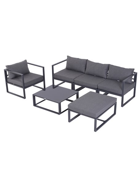 Outsunny 6 PCs Outdoor Indoor Sectional Sofa Set Thick Padded Cushions Aluminium Frame 5 Seaters 1 Coffee Table Footrest Grey 86 - pic 43879 | FastDaddyshop