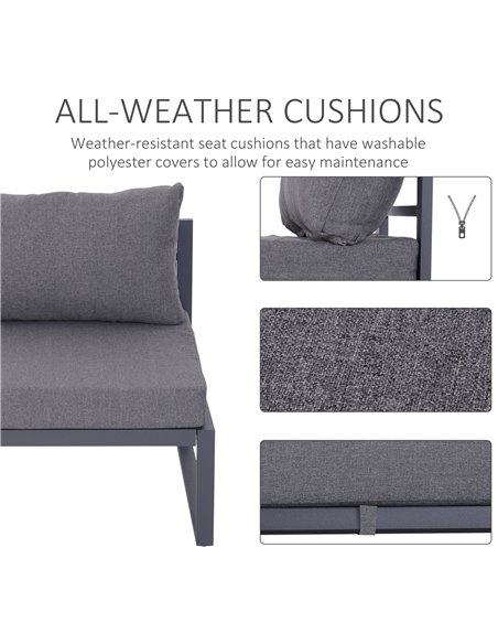 Outsunny 6 PCs Outdoor Indoor Sectional Sofa Set Thick Padded Cushions Aluminium Frame 5 Seaters 1 Coffee Table Footrest Grey 86 - pic 43883 | FastDaddyshop