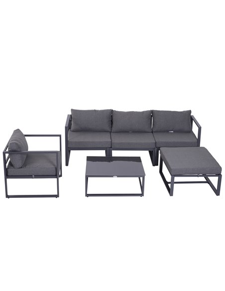 Outsunny 6 PCs Outdoor Indoor Sectional Sofa Set Thick Padded Cushions Aluminium Frame 5 Seaters 1 Coffee Table Footrest Grey 86 - pic 43886 | FastDaddyshop