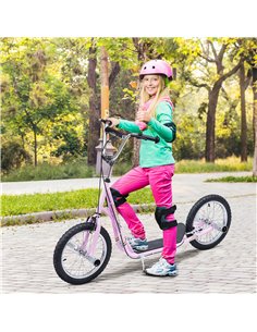 HOMCOM Youth Scooter Adult Teen Push Scooter Kids Children Stunt Scooter Bike Bicycle Ride On 16" Pneumatic Tyres , Pink