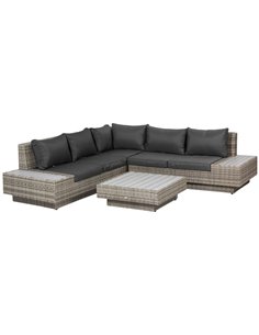 Outsunny 5-Seater Rattan Garden Furniture Outdoor Set, Light Grey 860-075LG